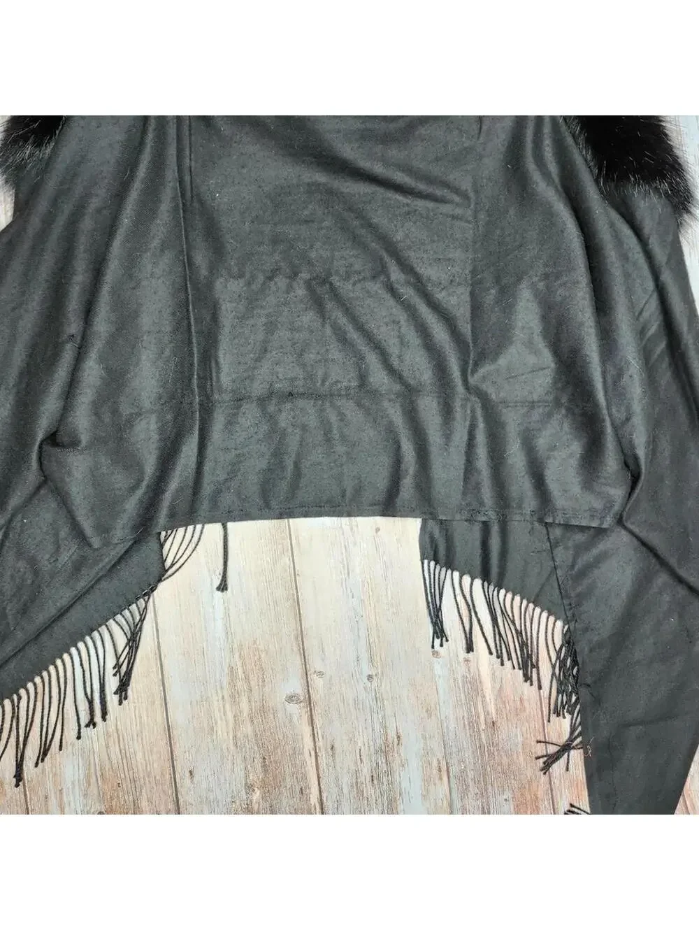 NWT Justin & Taylor Fringed Shawl Black - Flawed - See photos